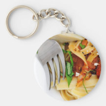 Fettuccini mit gebratener Tomate und Basilikum Schlüsselanhänger