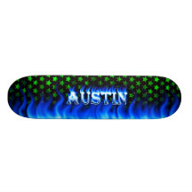Feuer Austins blauer Skatersollie Skateboard. Personalisierte Decks