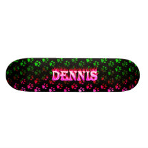 Feuer Dennis rosa Skatersollie Skateboard. Bedrucktes Skateboard