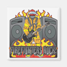 Feuerwehrmann-Felsen-Gitarre Kühlschrankmagnet