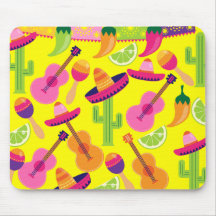 Fiesta Party Sombrero Limes Guitar Maraca Saguaro Mousepads