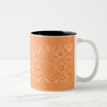 Figuren in Orange Kaffeetasse