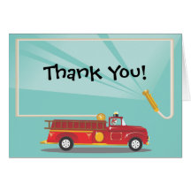 Firetruck-Geburtstags-Party danken Ihnen Anmerkung Karten