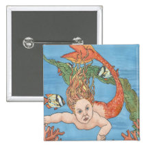 Fische-Meerjungfrau-Knopf Anstecknadelbuttons