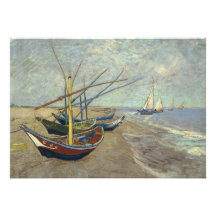 Fischerboote auf dem Strand Ankündigungskarten