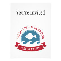 Fish And Chips Seafood Logo Custom Announcements