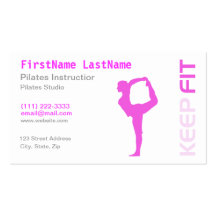 Fitness Pilates Lehrer auf weißer Geschäfts-Karte Visitenkartenvorlagen