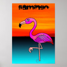 Flamingo-Cartoonplakat