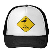 Flamingo-Überfahrt-Landstraßen-Zeichen Baseballkappen
