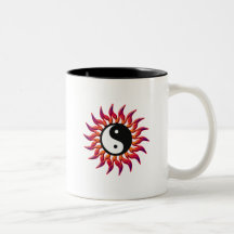 Flammen Yin Yang Sun Kaffeetassen