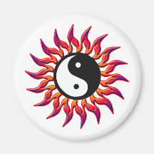 Flammen Yin Yang Sun Kühlschrankmagnet