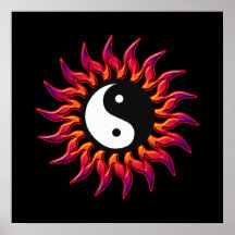 Flammen Yin Yang Sun Plakatdrucke