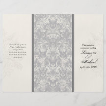 Fleur di Lys Damask - graues formales Hochzeits-Pr Flyer Druck
