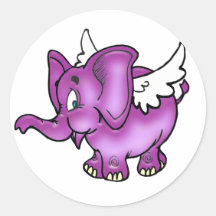 Fliegen-Elefant Runde Sticker