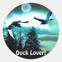 FLIEGEN-ENTEN u. MOND Aufkleber