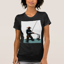 Fliegenfischer-Castingspule mit Fischenköderköder T-shirt
