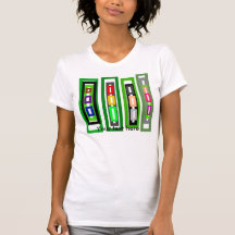 Flippige Retro grüne rosarote weiße Rechtecke Tshirts