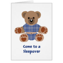 Flockiger Teddy-Bärn-blauer karierter PyjamasSleep Grußkarten