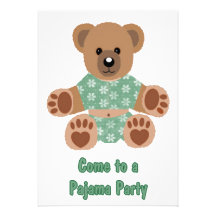 Flockiges Teddy-Bärn-Grün blühte Pyjamas PJ-Party Individuelle Einladungen