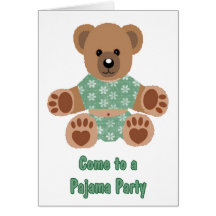 Flockiges Teddy-Bärn-Grün blühte Pyjamas PJ-Party Karte