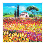 FLORA AUF TOSKANAgebieten, -mohnblumen und -sonnen Galerie Falt Leinwand
