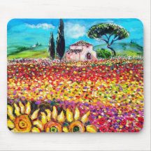 FLORA AUF TOSKANAgebieten, -mohnblumen und -sonnen Mousepads