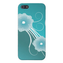 Floral Blossoms & Swirls Case in Blue-Green Covers For iPhone 5