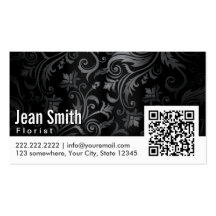 Floral Ornament QR Code Florist Business Card