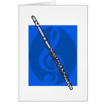 Flöte mit blauem dreifacher Clef-Hintergrund Grußkarte