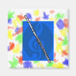 Flöte mit blauem dreifacher Clef-Hintergrund Kühlschrankmagnet