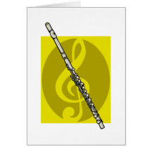 Flöte mit gelbem Entwurfsbild des dreifachen Clef Karten