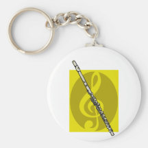 Flöte mit gelbem Entwurfsbild des dreifachen Clef Schlüsselband