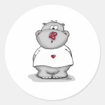 Flusspferd mit Schmetterling auf seiner Nase Runder Sticker