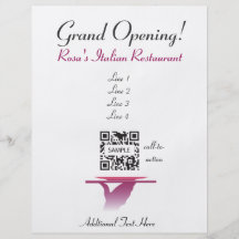 Flyer-Schablonen-Rosa italienisches Restaurant