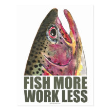 Forelle, die mehr fischt postkarte