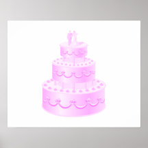 Forever Love Pink Wedding Cake Print