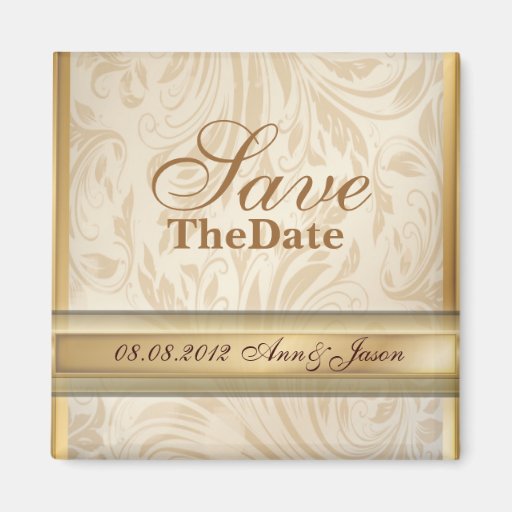 Formale Champagnergolddamast-Hochzeit Kühlschrankmagnet