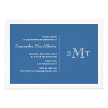 Formale Monogramm-Abschluss-Einladung - Blau