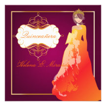 Formale Quinceañera/Quitte años Prinzessin Personalisierte Ankündigungskarte