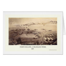 Fort Collins, panoramische Karte Co - 1865