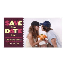 Foto der Pop-Szenen-(Kirsche/Creme) Save the Date Photokartenvorlage