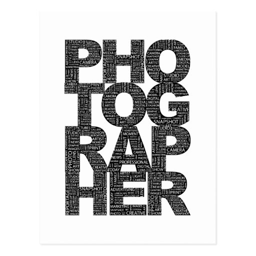 Fotograf - schwarzer Text Postkarten