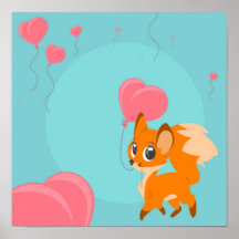 Fox-Junges mit Ballon Plakatdruck