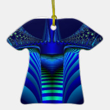 Fraktal-T-Shirt blaue Raumschiff-Verzierung Weihnachtsbaum Ornamente