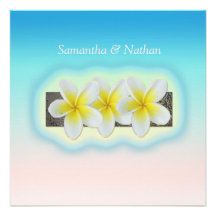 Frangipani Beach Wedding Custom Invitations