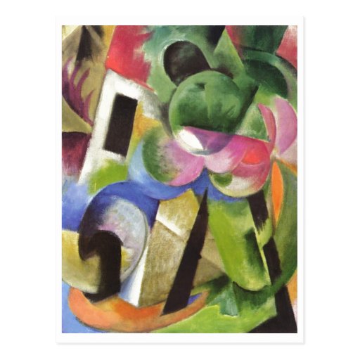 Franz Marc - Haus mit Baum-kleiner Zusammensetzung Postkarten