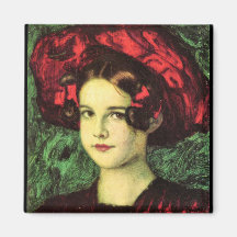 Franz von Stuck - Mary mit rotem Hut Magnets