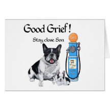 Französische Bulldogge u. Welpe - Gaspreise Grußkarten