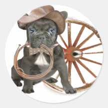Französische Bulldoggen-Rodeo-Champion Runde Sticker