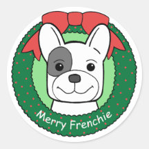 Französische Bulldoggen-Weihnachten Runde Aufkleber